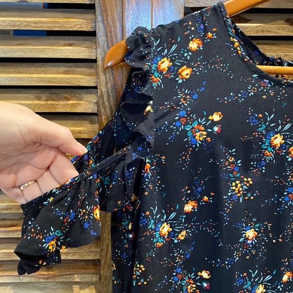 Sandro Floral Print Cold Shoulder Ruffle Blouse - Size S/ Sandro 1 - Picture 7 of 11